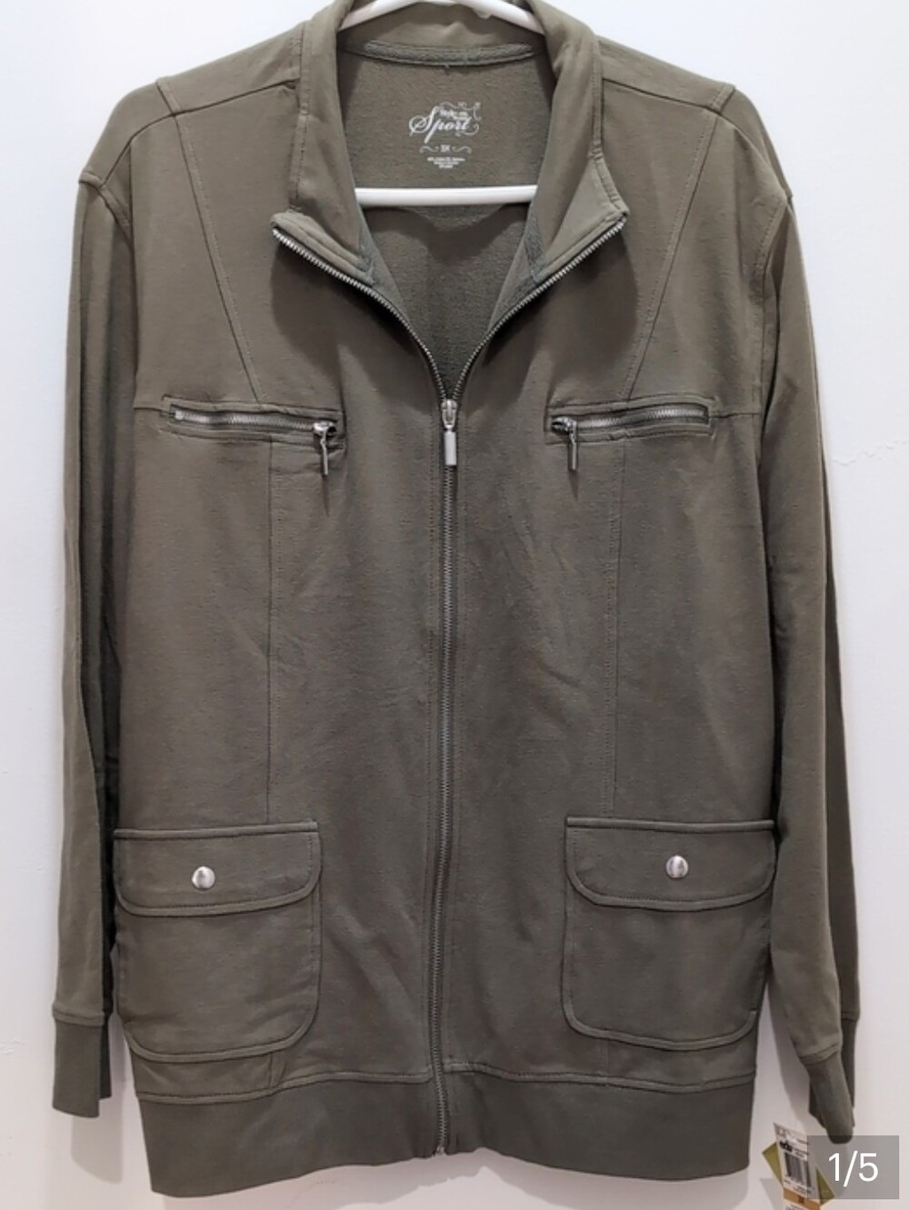 Style &Co. Cotton Olive Green Jacket 3X